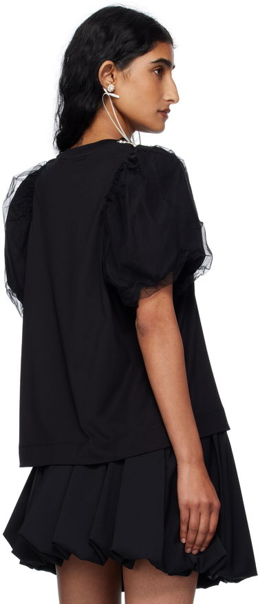 T-shirt Simone Rocha Simone Rocha Embellished Tulle Overlay Puff Sleeve T-Shirt Sort | 5397B 0553, 2