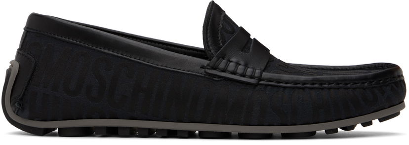 Tøj Moschino Moschino Allover Logo Driving Loafers Sort | MM10040G1I