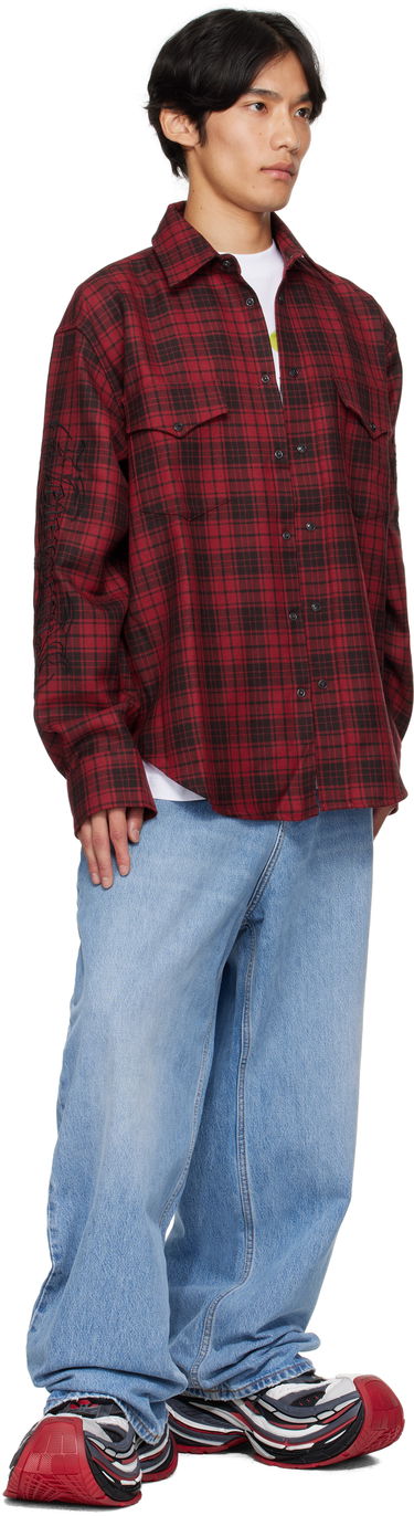 Skjorte VETEMENTS Vetements Plaid Embroidered Shirt Rød | UH76SH900BR, 3