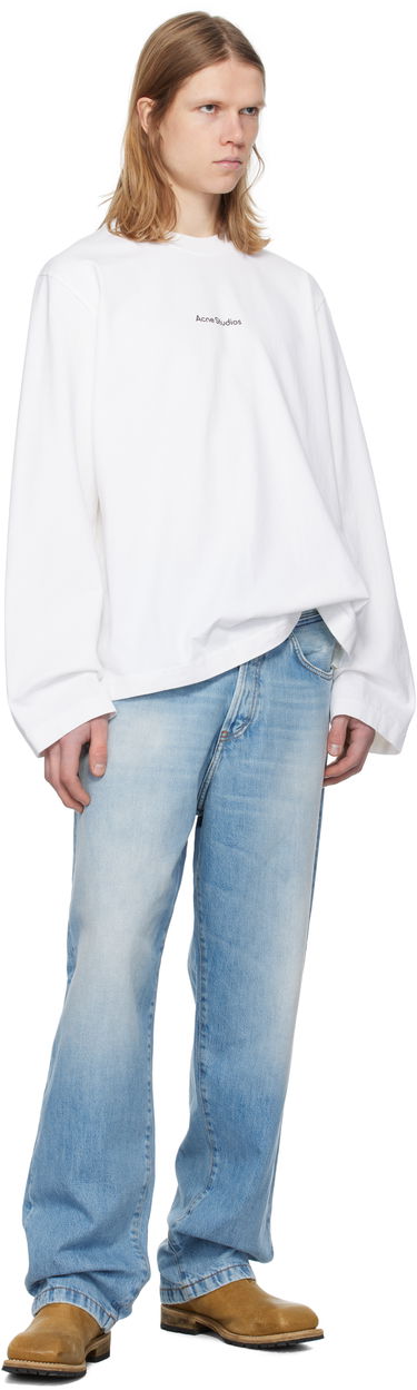 T-shirt Acne Studios White Printed Logo Long Sleeve T-Shirt Hvid | CL0270-, 3