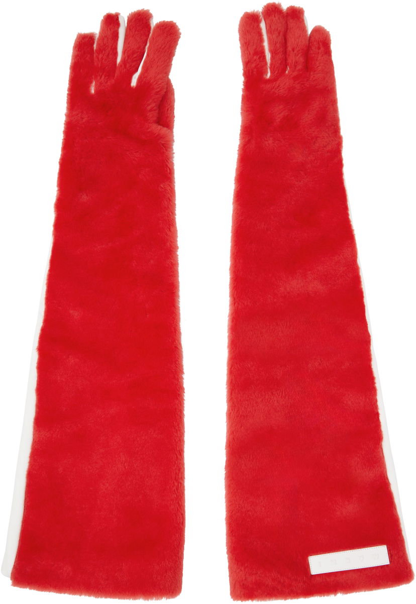 Handsker Marni Marni Long Faux-Fur Gloves Rød | GNMC0052X0 ULM121