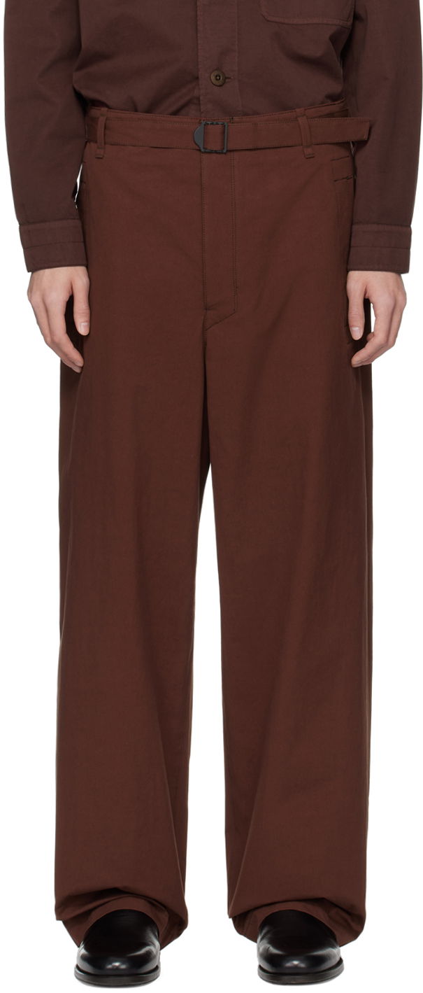 Bukser LEMAIRE LEMAIRE Seamless Belted Trousers Brun | PA1106 LF1220
