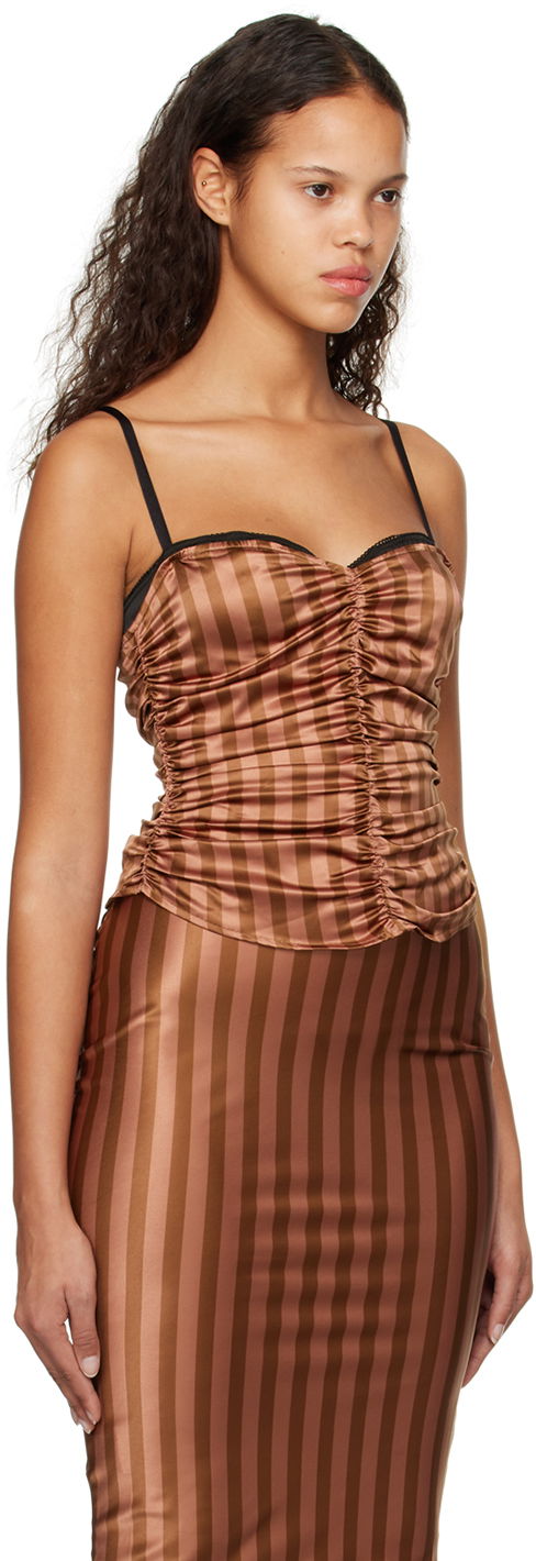 Tanktop Miaou Miaou Renzo Striped Tank Top Brun | 7064SS3DVC, 1