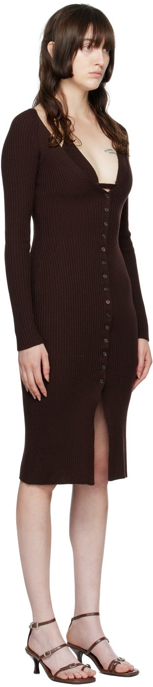 Kjole Blumarine Ribbed Button-Up Midi Dress Grøn | 2A210A, 4