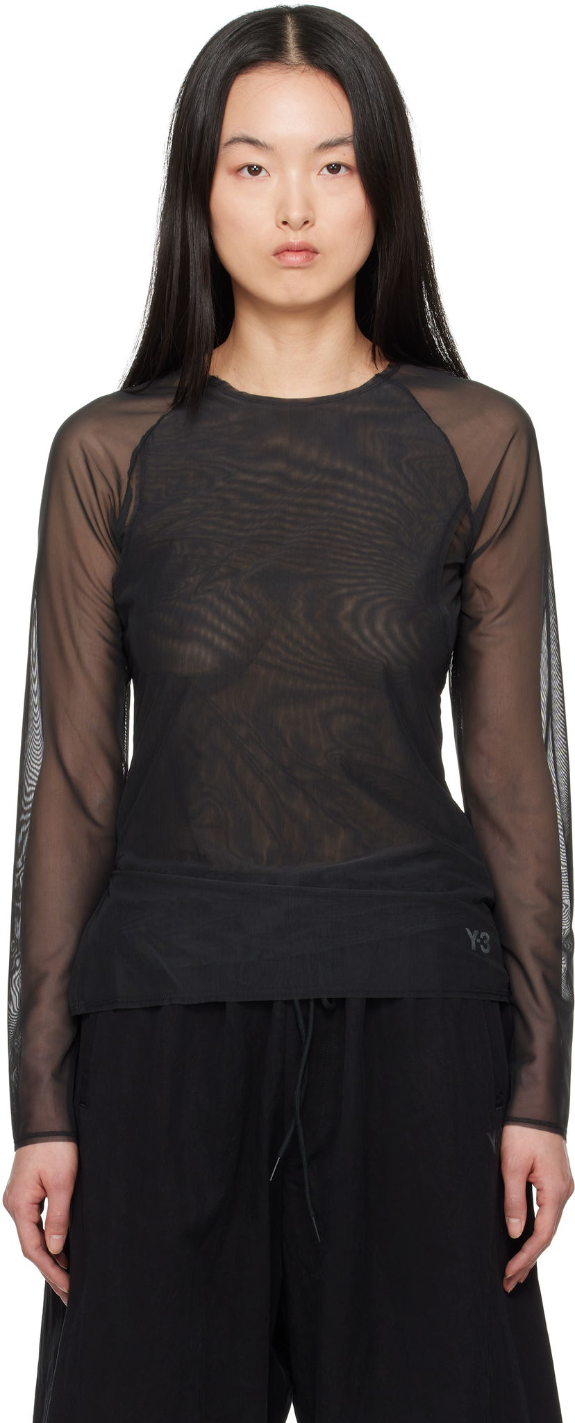 T-shirt Y-3 Y-3 Mesh Fitted Long Sleeve T-Shirt Sort | JD1455