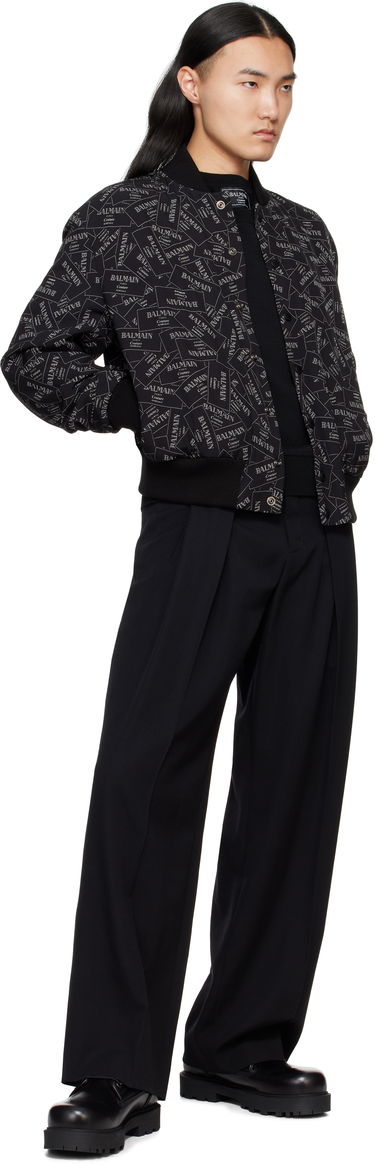 Bomberjakke Balmain Balmain Printed Label Bomber Jacket Sort | EH1TF955VH56, 3
