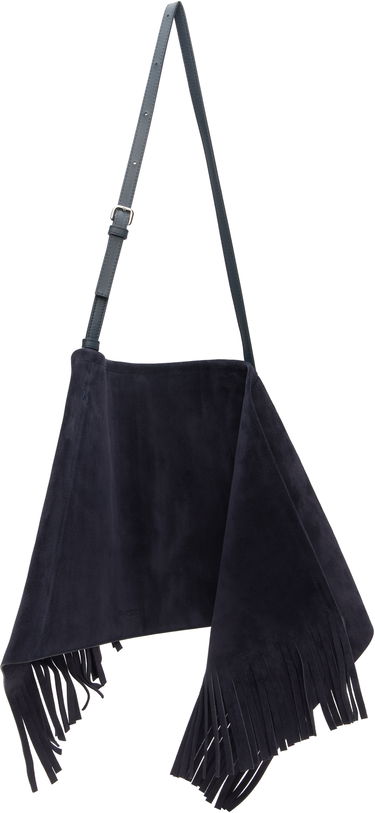 Skuldertaske JW Anderson JW Anderson Medium Suede Fringe Scarf Bag Mørkeblå | HB0700-LA0361, 1