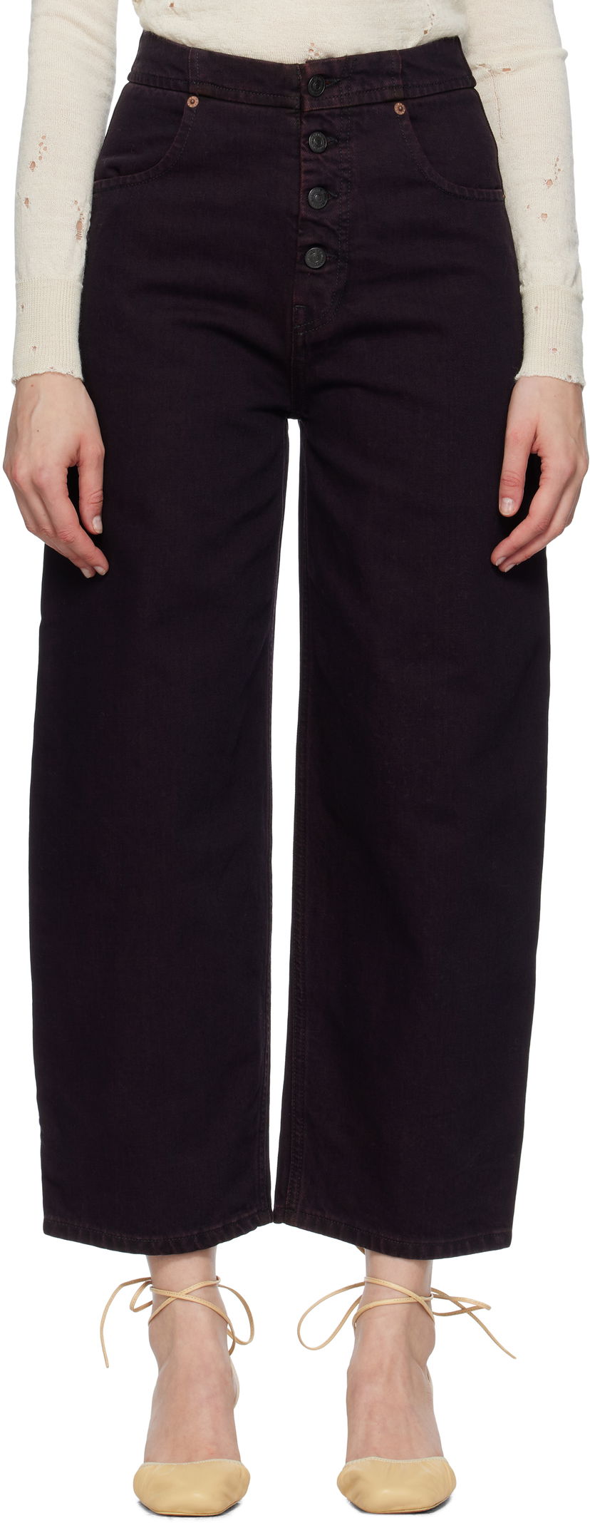 Jeans Maison Margiela MM6 Maison Margiela Barrel-Leg Jeans Bourgogne | S52LA0268 M30032