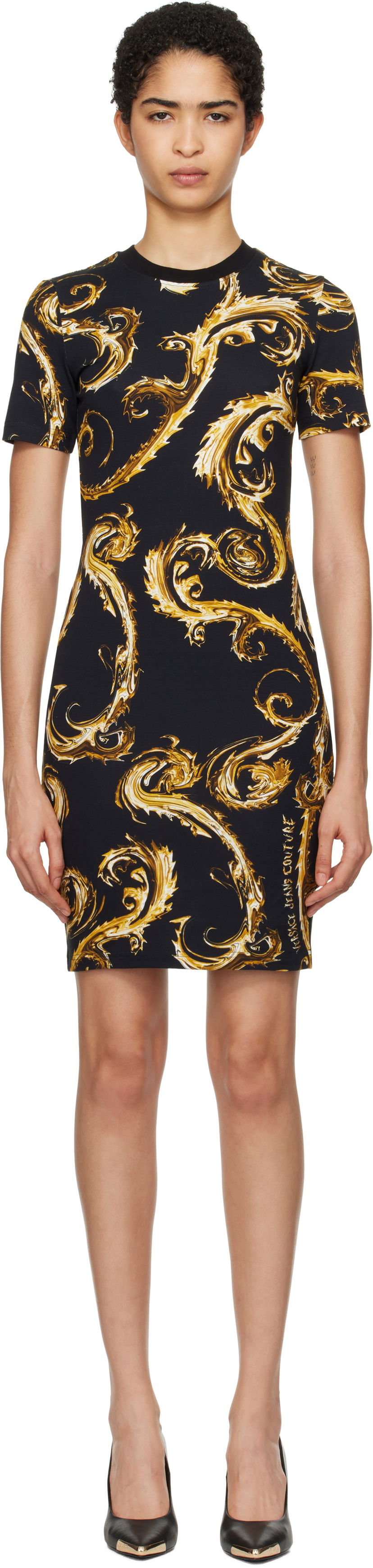 Kjole Versace Couture Print T-Shirt Minidress Sort | E77HAO939_EJS409