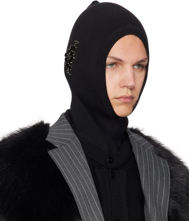 Beanie Simone Rocha Simone Rocha Merino Silk Knit Balaclava with Crystal Embellishments Sort | KMK5MB 0647, 1