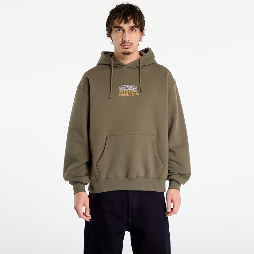 Sweatshirt Horsefeathers Rollin Graphic Print Hoodie with Kangaroo Pocket Grøn | SM1388B