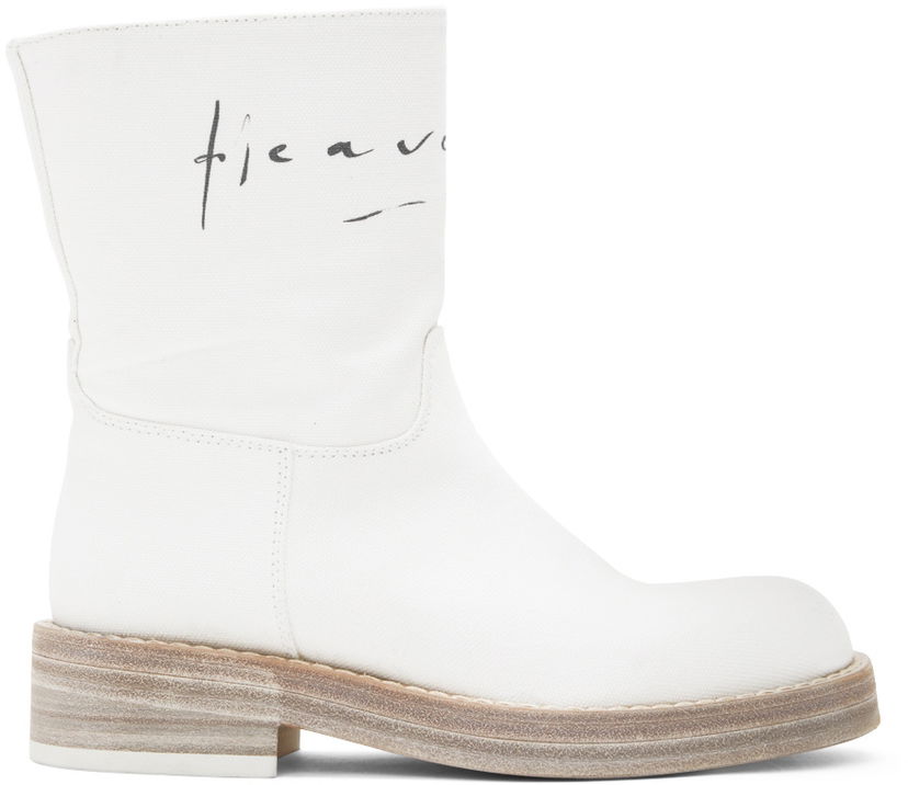 Tøj Ann Demeulemeester Ann Demeulemeester Billie Canvas Boots Hvid | 2201-W-R11-195-001