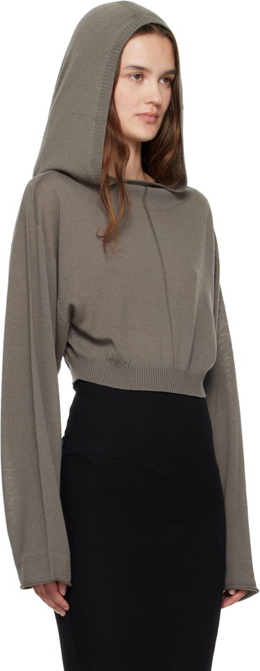 Sweatshirt Rick Owens Rick Owens Cropped Hooded Tunic Grå | RP02E4632 M, 1