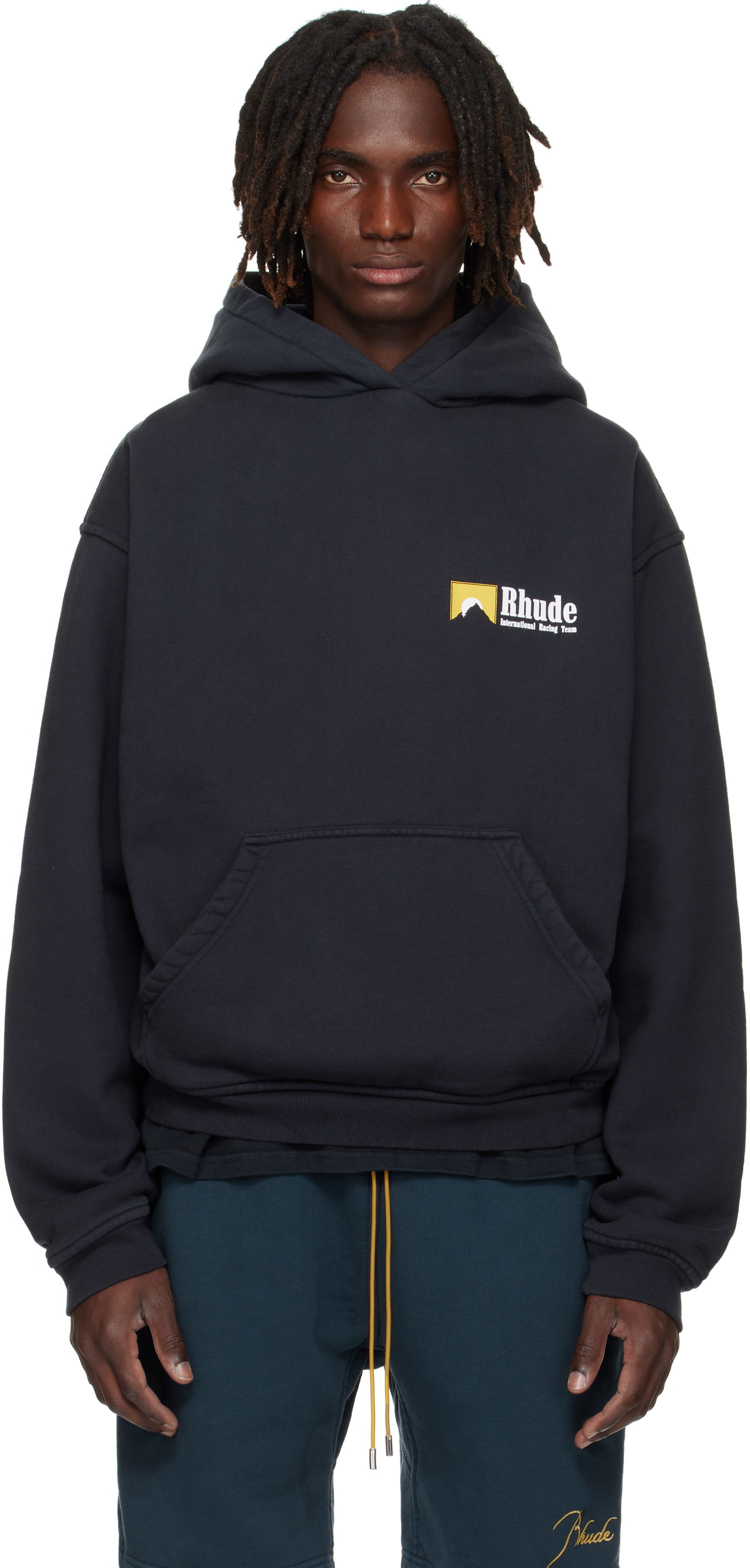 Sweatshirt Rhude Rhude International Racing Logo Hoodie Sort | RHPF25HO07012, 0