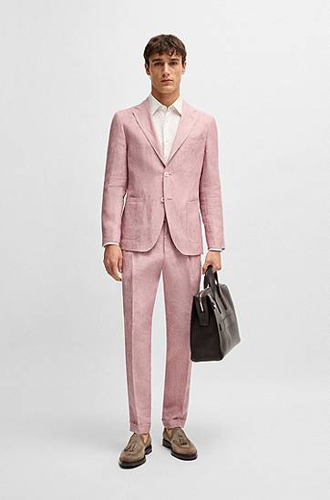 Skjorte BOSS Slim-Fit Linen Shirt Hvid | 50541109, 1