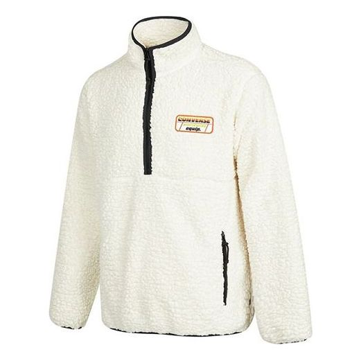 Sweater Converse Logo Half Zipper Stand Collar Jacket Hvid | 10023063-A03