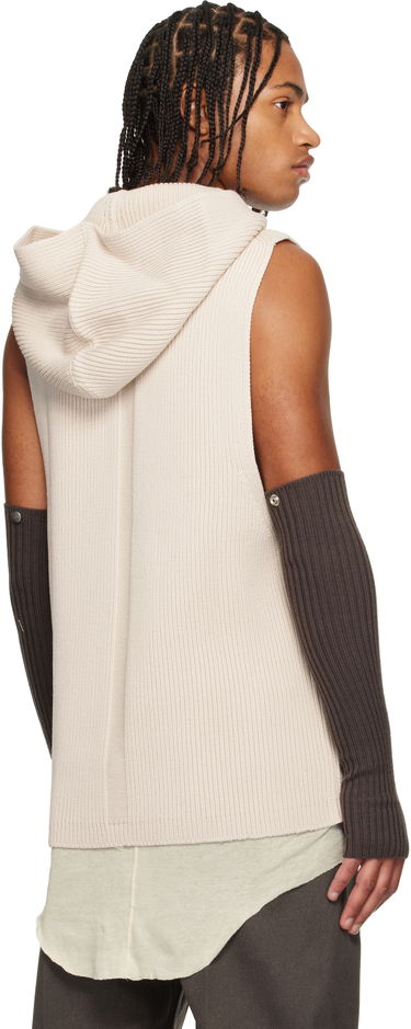 Sweatshirt Rick Owens Rick Owens Ribbed Sleeveless Hoodie with Arm Sleeves Beige | RR02E1680 KWVH, 2