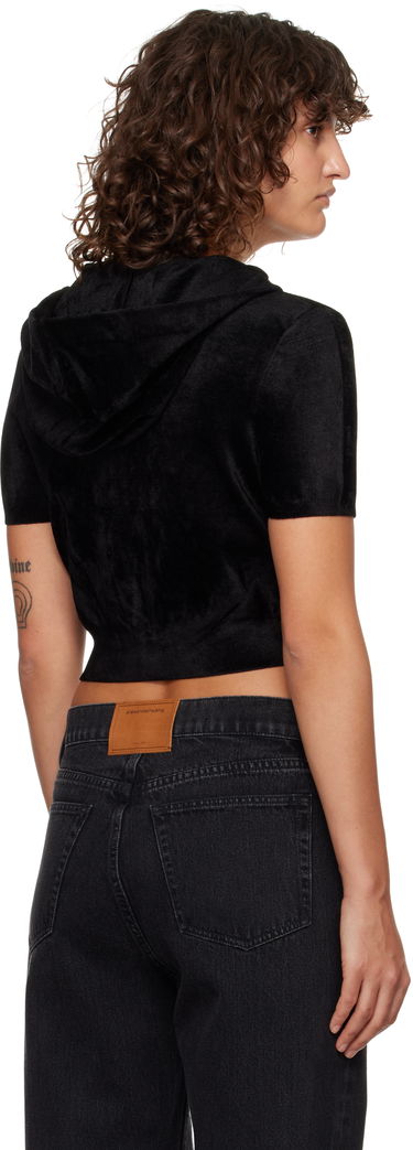 Sweatshirt Alexander Wang Alexander Wang.t Cropped Velour Zip-Up Hoodie Sort | 4KC4243003, 2