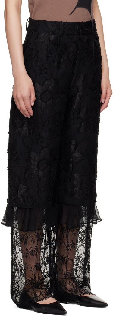 Bukser Collina Strada Collina Strada Geranium Lace-Trim Trousers Sort | XX6047, 1
