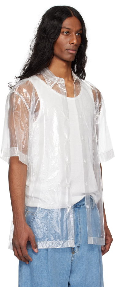 Skjorte Dries Van Noten Dries Van Noten Transparent Nylon Button-Up Shirt Hvid | 251-020700-1257, 1
