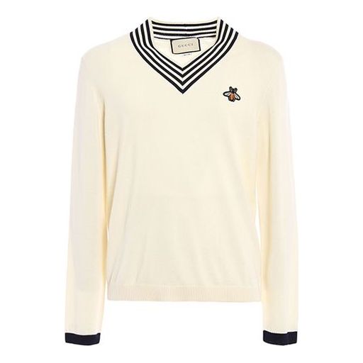 Sweater Gucci Knit With Bee Embroidery Hvid | 496442-X9I00-9515, 0