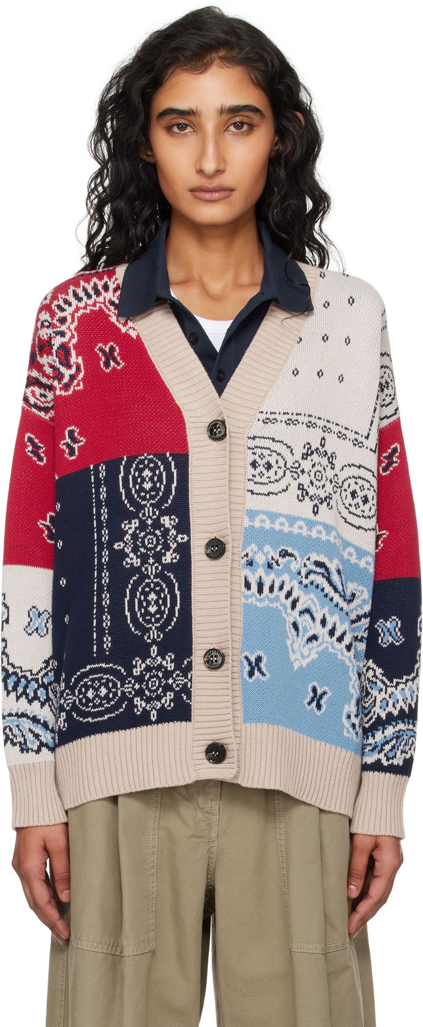 Sweater Max Mara Weekend Max Mara Baobab Patchwork Cardigan Flerfarvet | 2525346051600