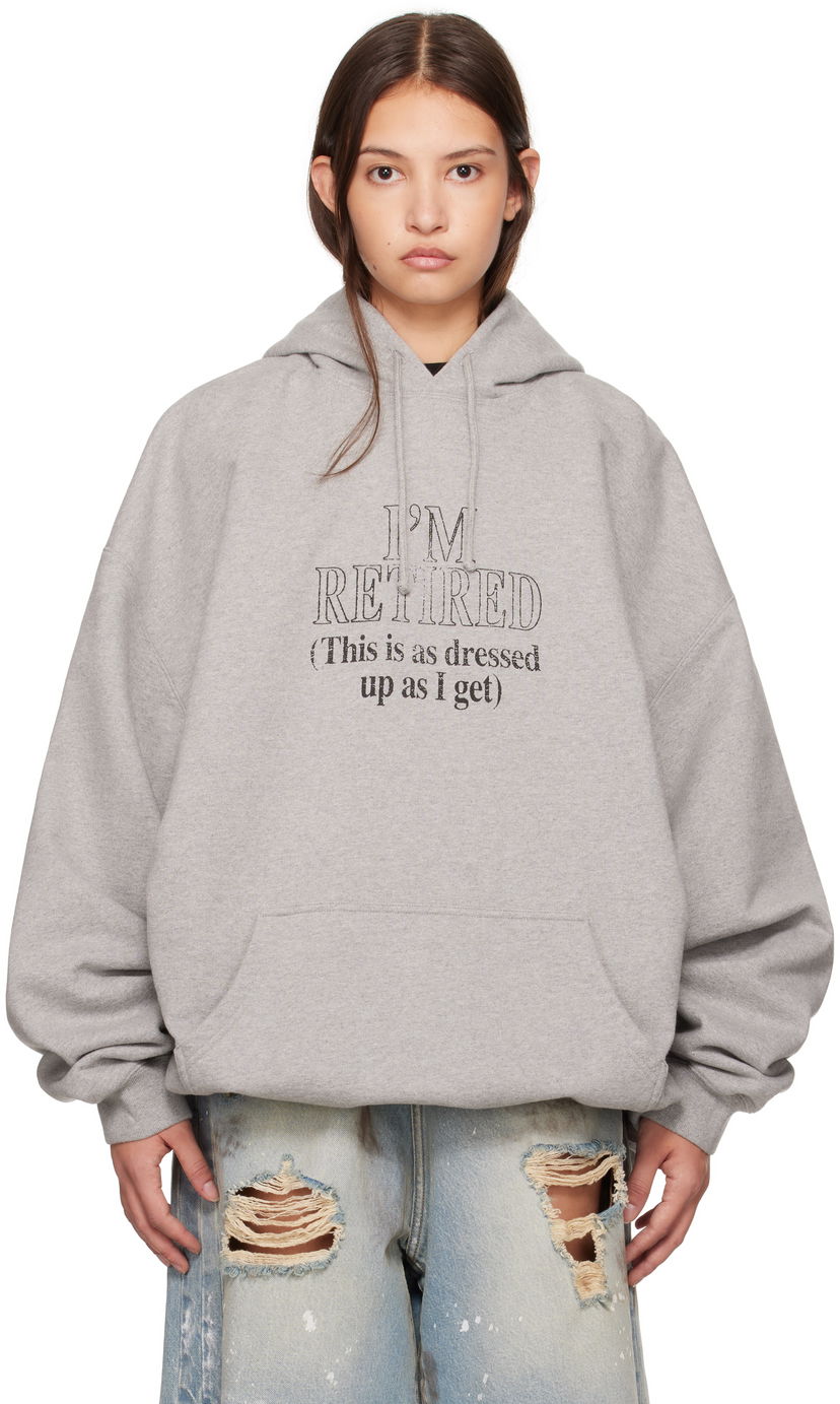 Sweatshirt VETEMENTS 'I'm Retired' Oversized Hoodie Grå | UA66HD710G