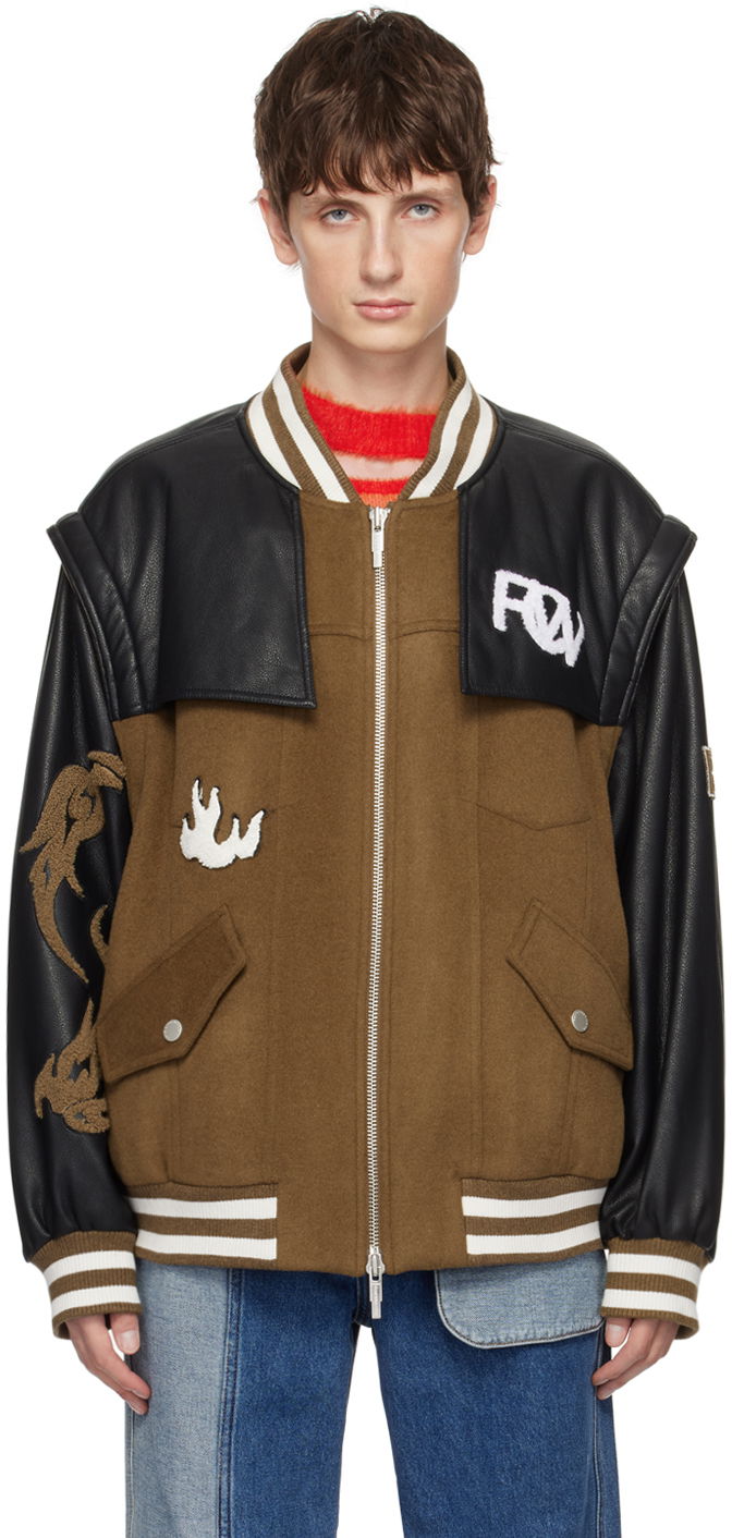 Bomberjakke Feng Chen Wang Feng Chen Wang 'Phoenix' Bomber Jacket Brun | FUF16JK55K