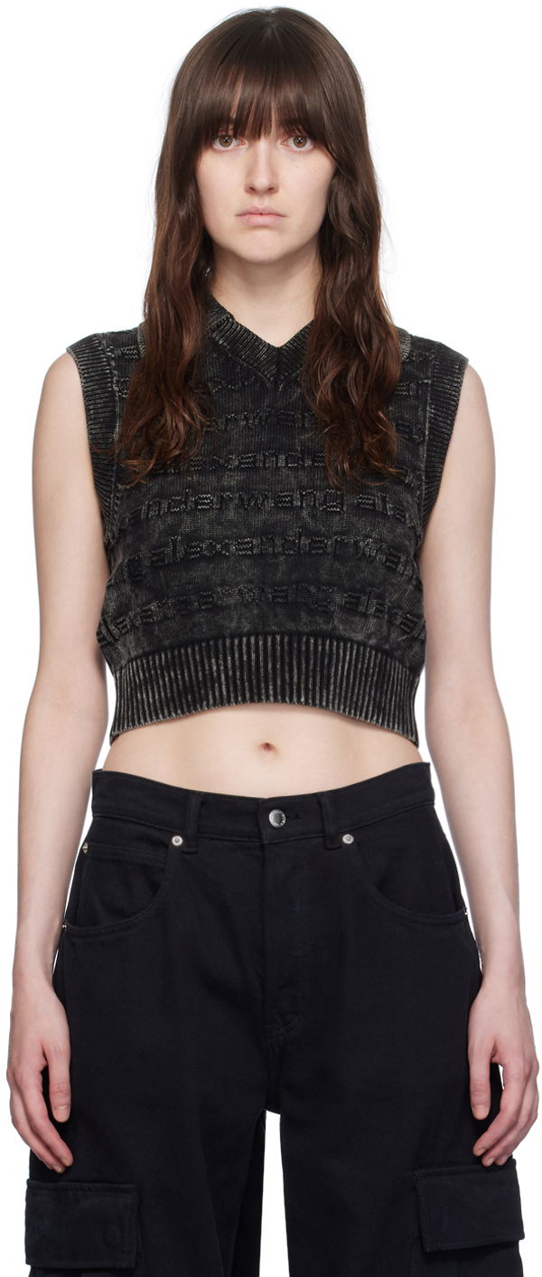 Sweater Alexander Wang Black 3D Logo Vest Sort | 1KC3241058