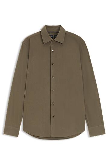 Skjorte BOSS Regular-fit shirt in baby corduroy Grøn | 50550679