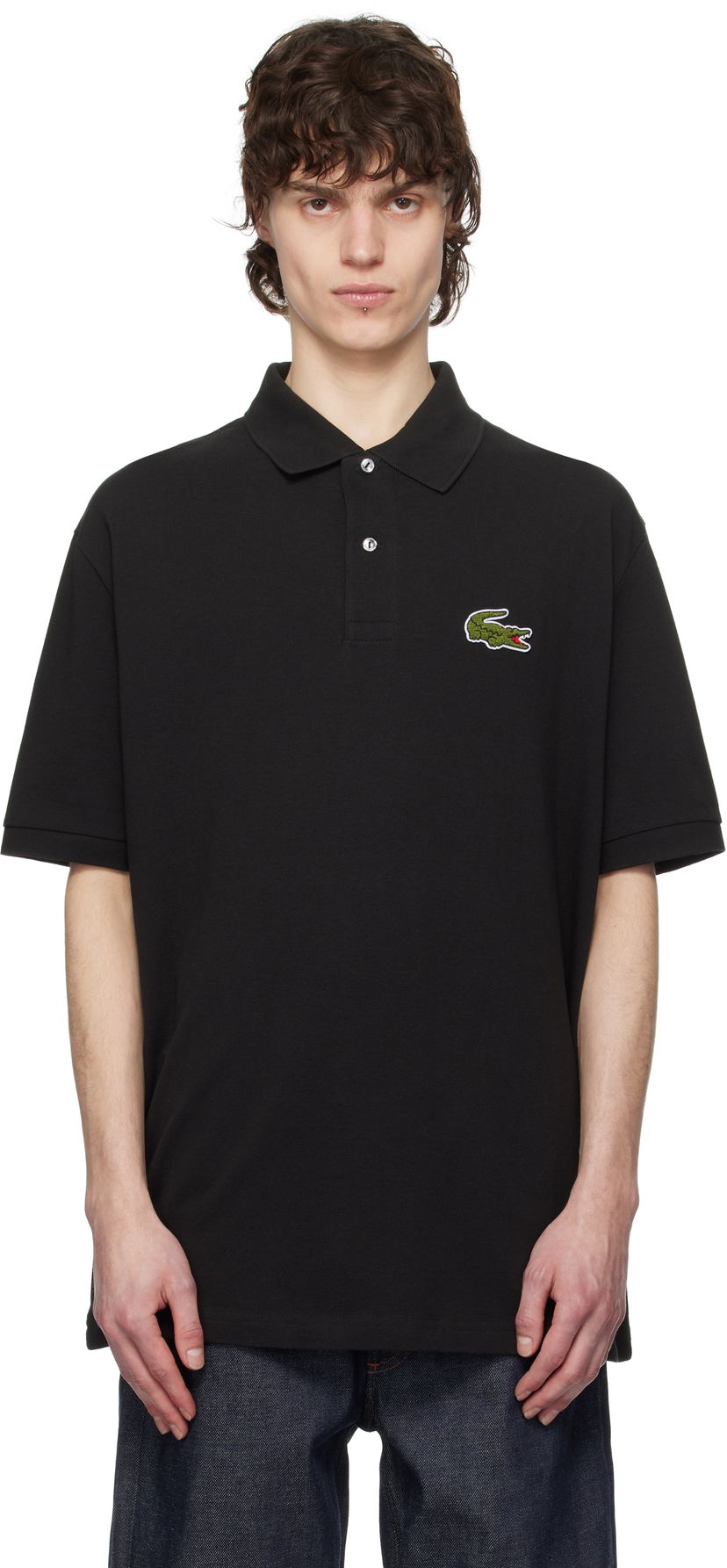 Polo skjorte Lacoste Loose Fit Pique Badge Polo Sort | PH2751_031