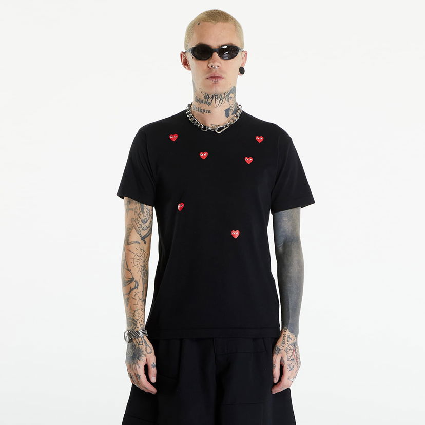 T-shirt Comme des Garçons PLAY Short Sleeve Logo Print T-Shirt UNISEX Black Sort | AXT338 black