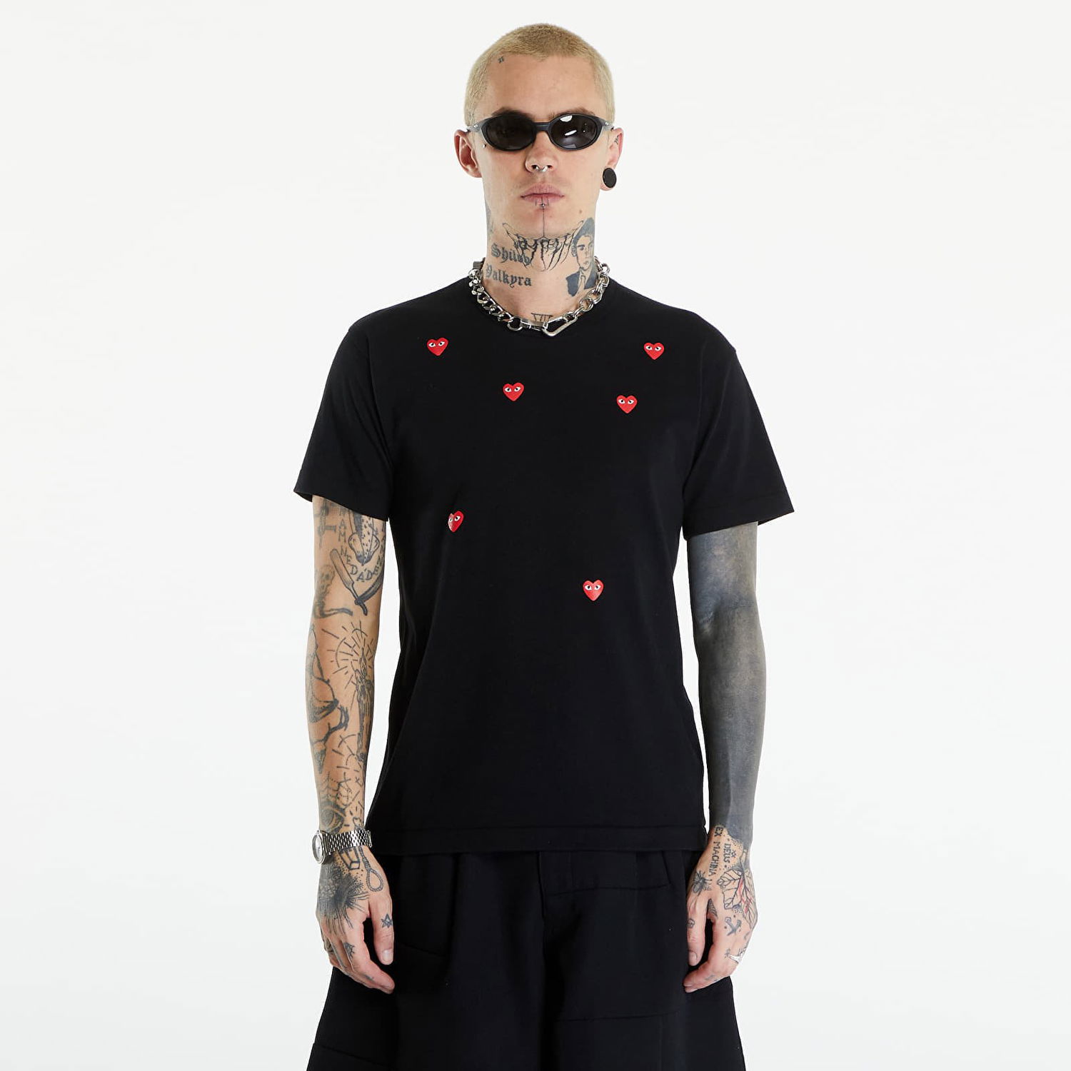 T-shirt Comme des Garçons PLAY Short Sleeve Logo Print T-Shirt UNISEX Black Sort | AXT338 black, 0