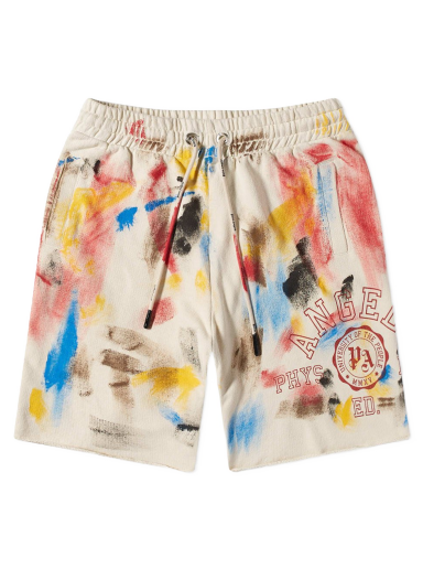 Shorts Palm Angels Painted College Logo Sweat Short Hvid | PMCI010S22FLE0070325