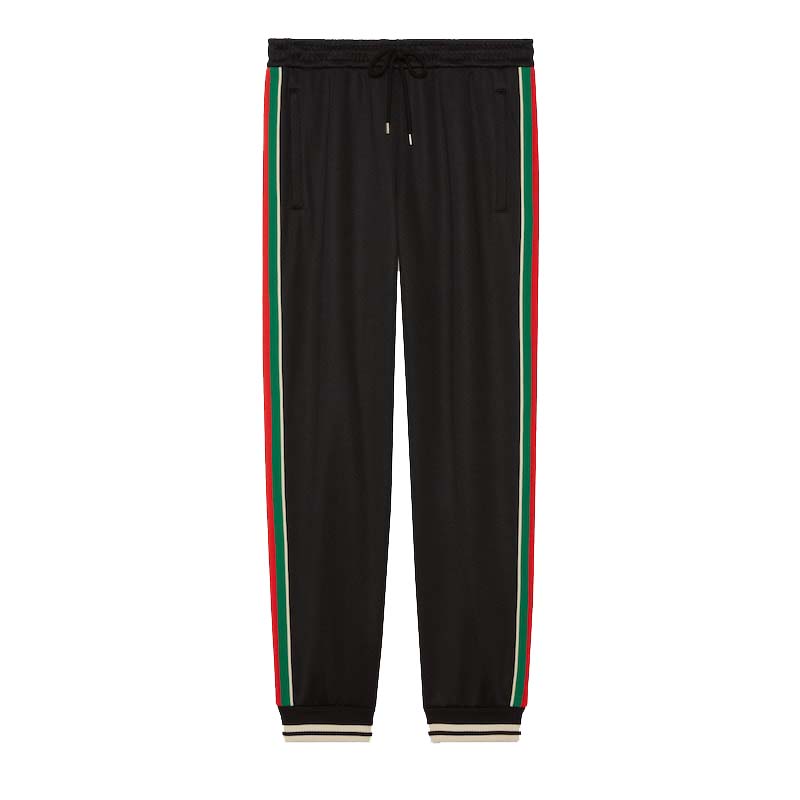 Bukser Gucci Technical Jersey Track Pants Black Sort | 698426XJEES1152