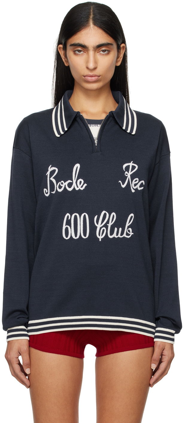 Polo skjorte Bode Club Long-Sleeved Polo Mørkeblå | MRF24KT005