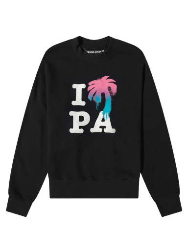 Sweatshirt Palm Angels I Love PA Crew Sweat Sort | PMBA026S23FLE0021084