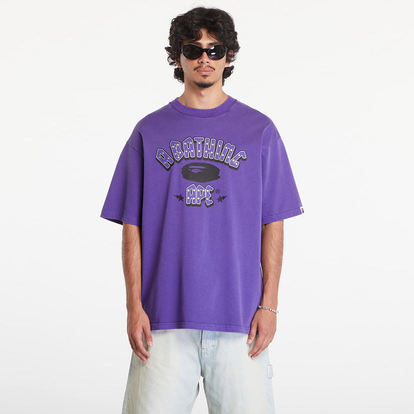T-shirt BAPE A BATHING APE Garment Dye Rhinestone Logo Relaxed Fit Short Sleeve Tee Purple Lilla | 001CSK801312M PUR
