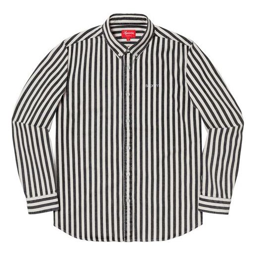 Skjorte Supreme Striped Denim Button-Up Shirt Sort | SUP-FW19-502
