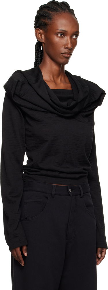 T-shirt Maison Margiela MM6 Maison Margiela Wool Jersey Cowl Neck Long Sleeve Top Sort | S52NH0031 M20124, 1