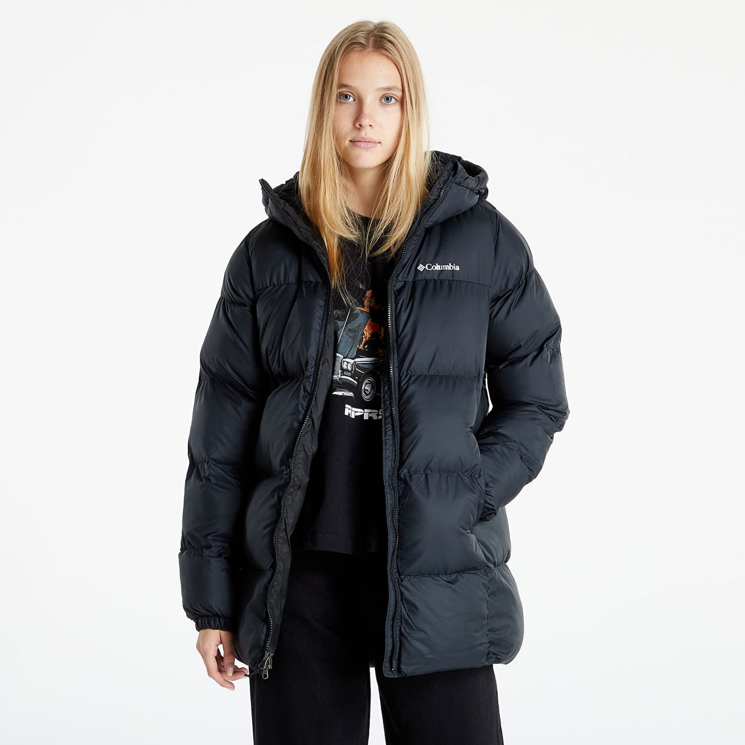 Jakke Columbia Puffect™ Mid Hooded Jacket Sort | 1864791010, 0
