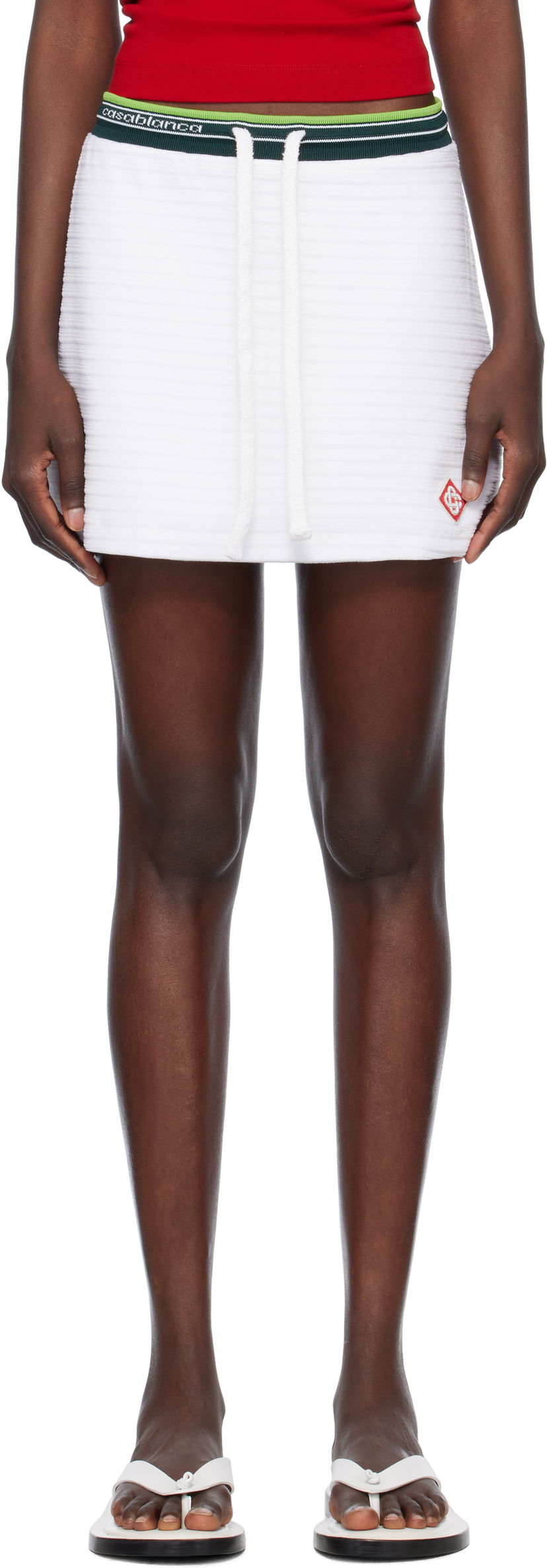 Nederdel Casablanca Casablanca Textured Velour Tennis Miniskirt Hvid | WS25-SK-144-01