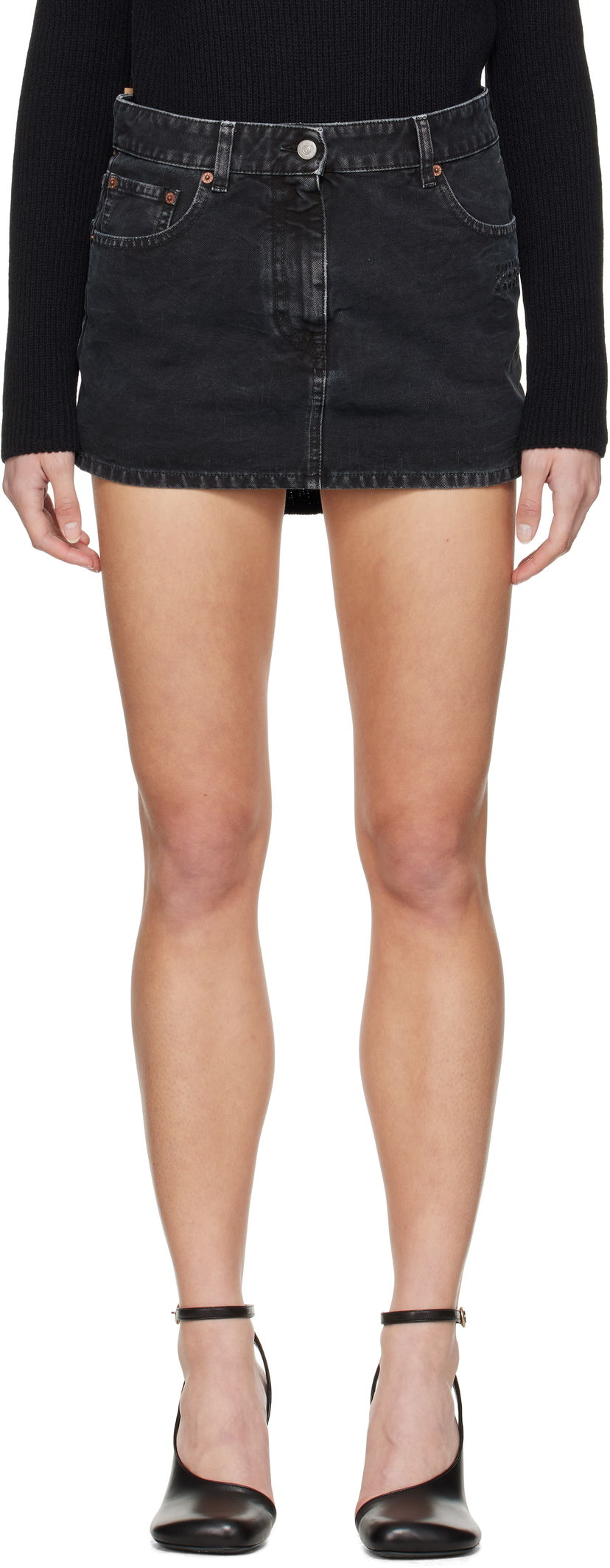 Nederdel Maison Margiela MM6 Maison Margiela Twisted Denim Miniskirt Sort | S52MC0010 M35249