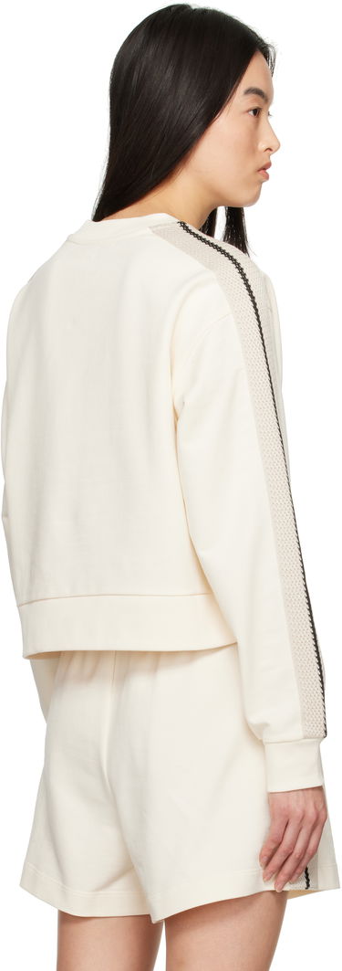 Sweater Moncler Moncler Cropped Sweatshirt with Striped Trim Hvid | K10938G0003389A1K, 2