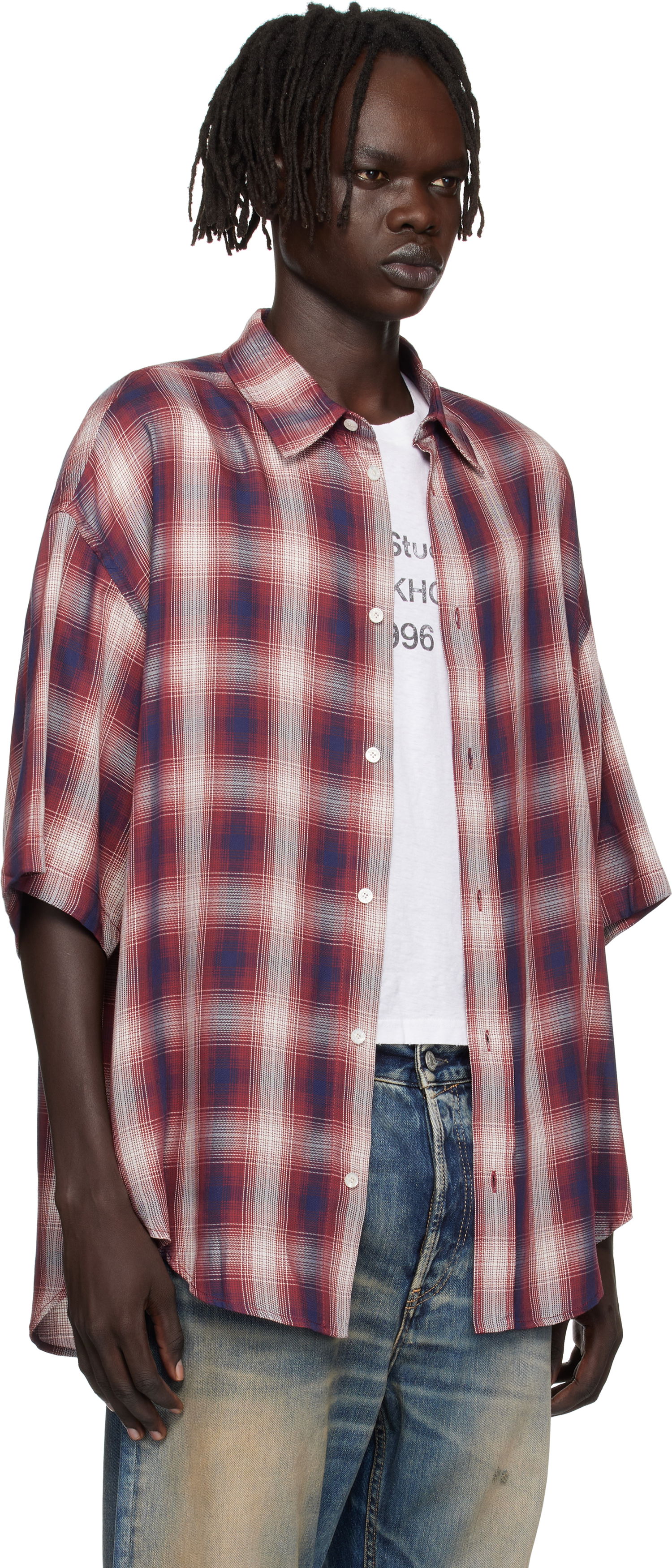 Skjorte Acne Studios Acne Studios Checked Button-Up Shirt Rød | CB0116-, 1