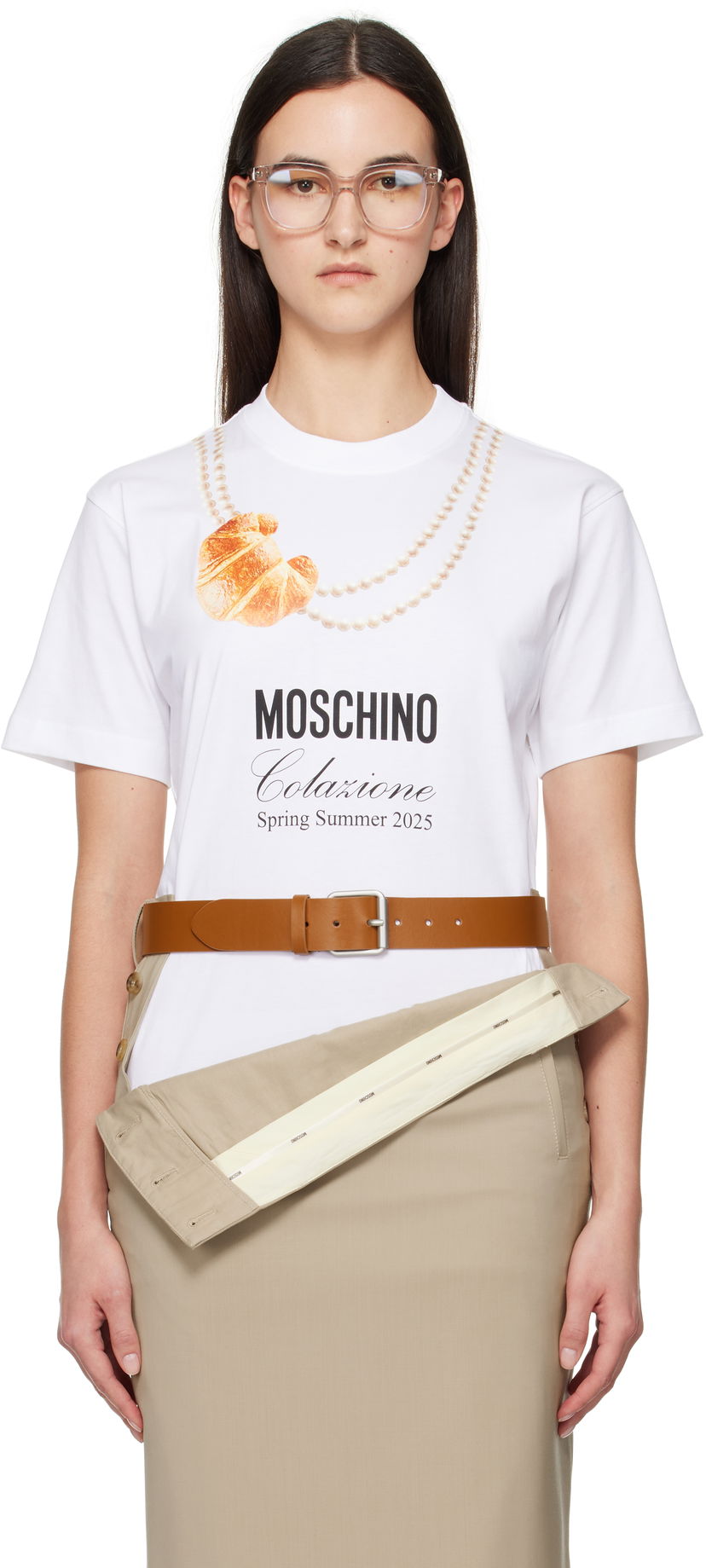 T-shirt Moschino Moschino Breakfast Graphic T-Shirt Hvid | A070305411001
