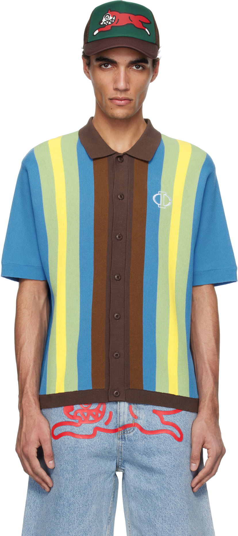 Sweater BBC IceCream ICECREAM Jacquard Knit Short Sleeve Polo Flerfarvet | IC25124