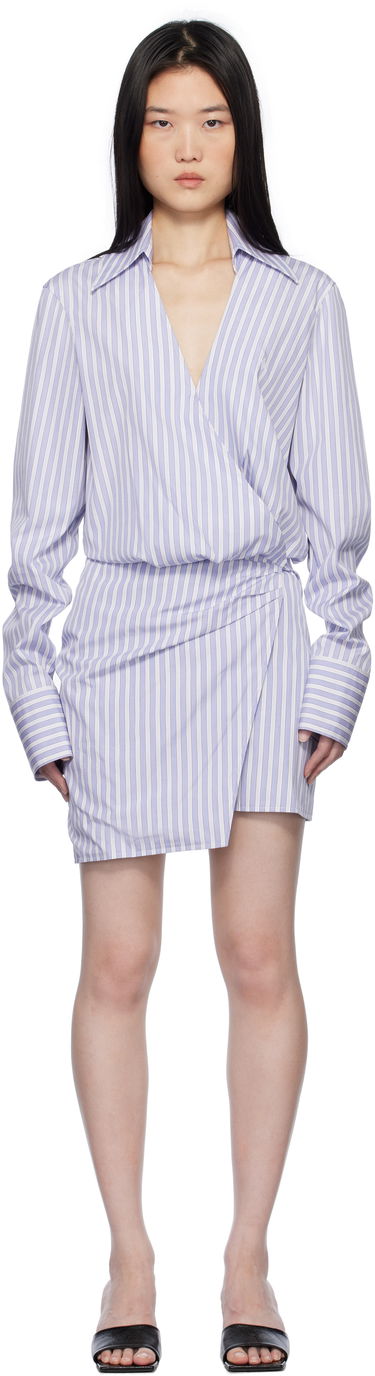 Kjole The Attico Attico Striped Wrap Shirt Mini Dress Lilla | 250WCA00394 CCC051AA, 0