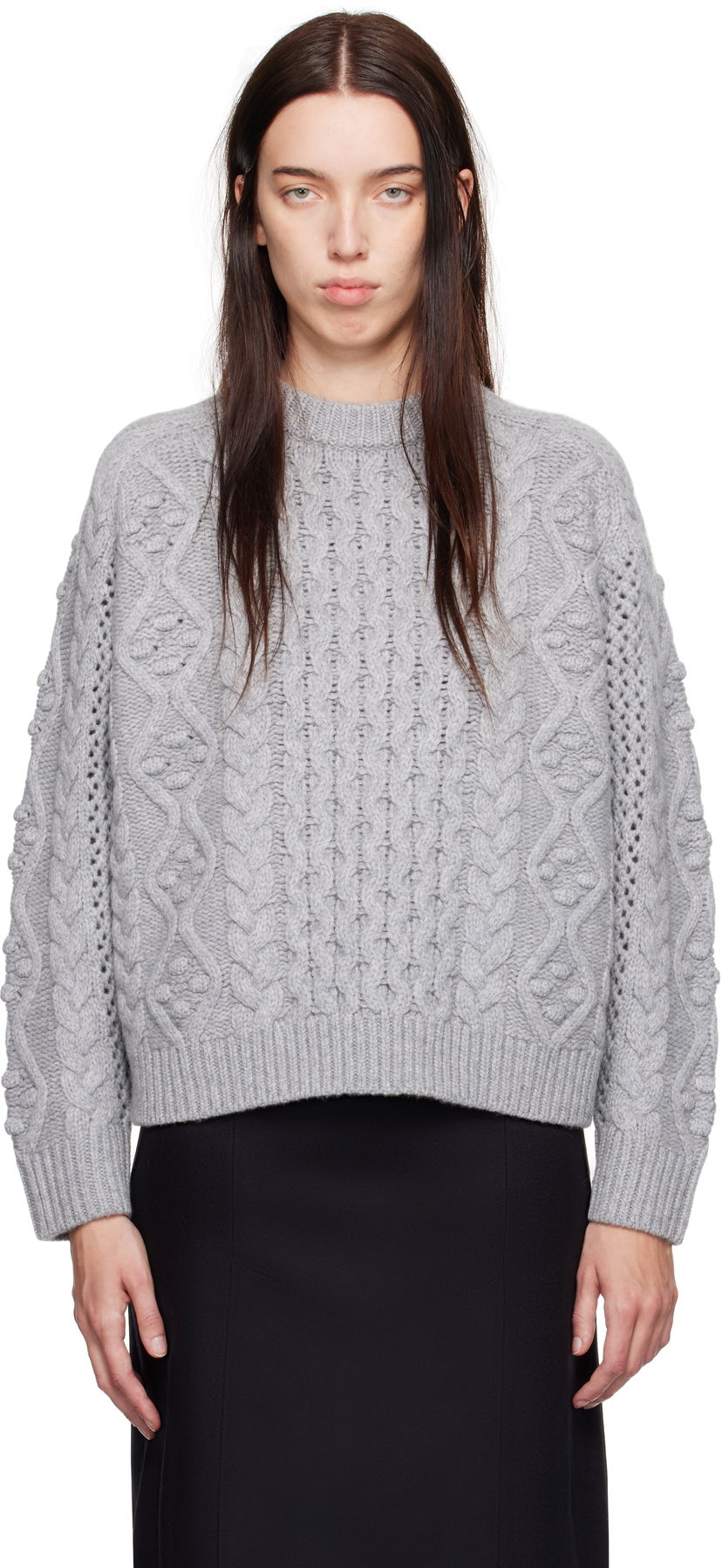 Sweater Loulou de Saison Loulou de Saison Secas Cable Knit Sweater Grå | SECAS