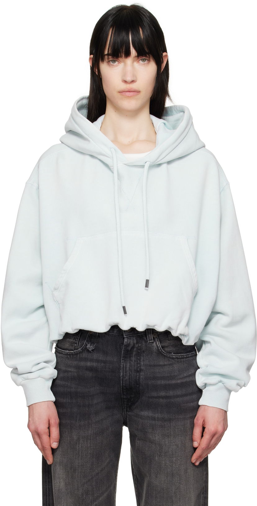 Sweatshirt R13 R13 Balloon Popover Cropped Hoodie Grøn | R13WK215-001BE